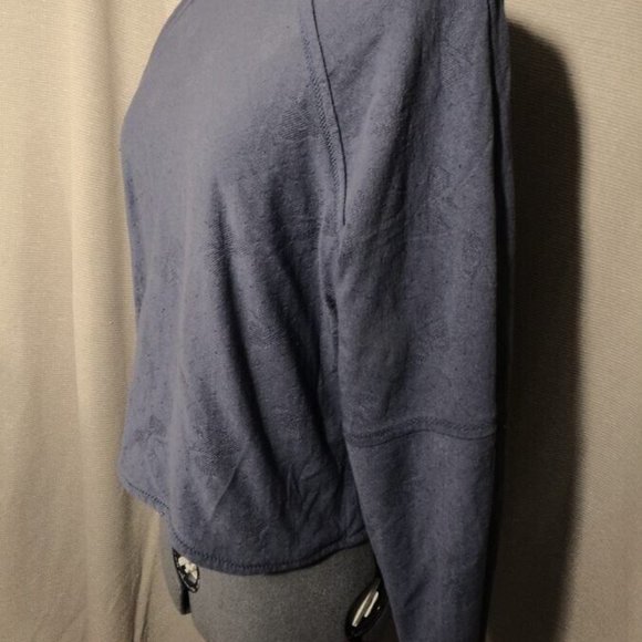 Bows print Layered Sweatshirt Top M Blue crew neck Raglan Loose fit Lined - Picture 7 of 9